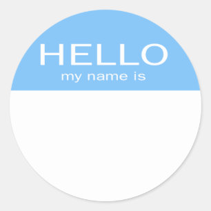 Einzigartiges Hallo Mein Name ist - Baby blau Runder Aufkleber