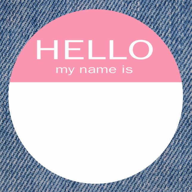 Einzigartiges Hallo Mein Name ist - Baby Pink Runder Aufkleber (Von Creator hochgeladen)