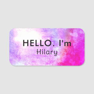 Einzigartiges Hallo Schwarz Hot Pink Lila magnetis Namensschild