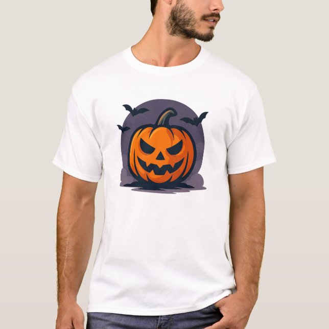 Einzigartiges Halloween-Jack-O'-Lantern-Design T-Shirt (Vorderseite)