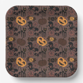 Einzigartiges Halloween-Spooky-Muster Pappteller