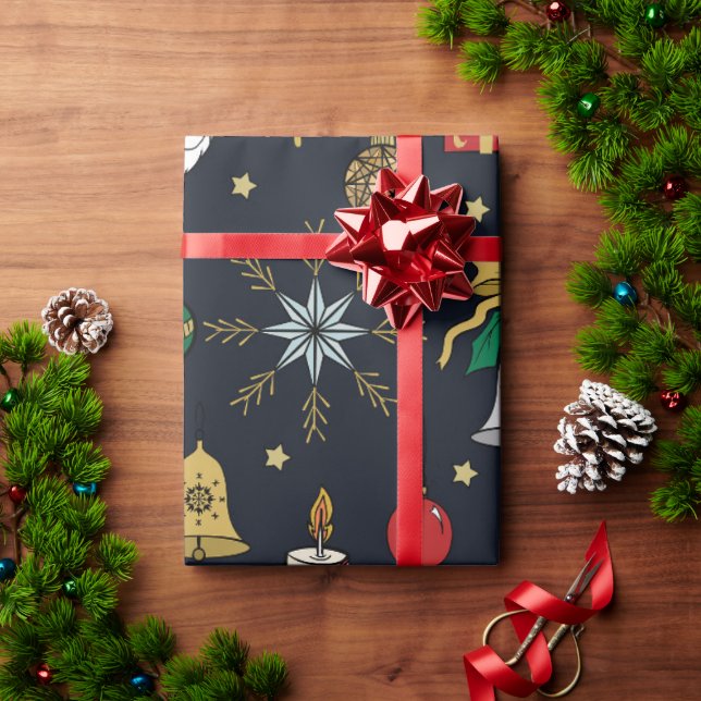 Einzigartiges Handdawn Weihnachten Doddles Blue De Geschenkpapier (Feiertagsgeschenk)