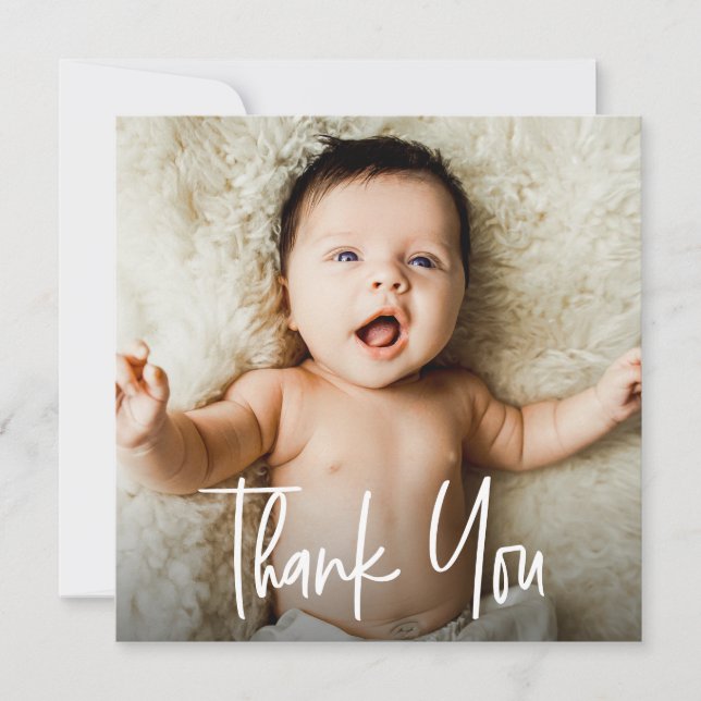 Einzigartiges Handschrift-Foto für Niedliche Babyd Dankeskarte (Vorderseite)