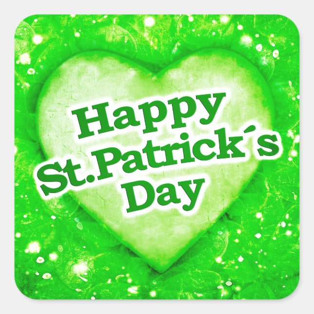 Einzigartiges Happy St Patrick's Day Design Quadratischer Aufkleber (Vorderseite)