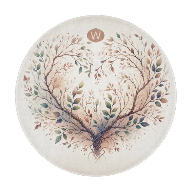 Einzigartiges Heart Monogram Cutting Board Schneidebrett (Vorderseite)