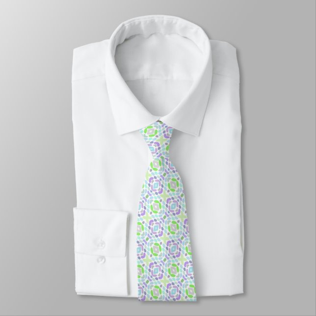 Einzigartiges hellblaues Rosa Violet Lime Green Tr Krawatte (Gebunden)