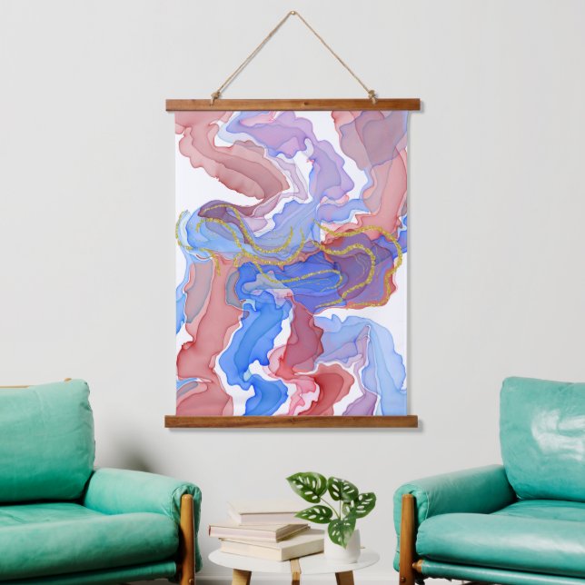 Einzigartiges Holz-Topped-Wandtapestry Wandteppich Mit Holzrahmen (Wohnzimmer)