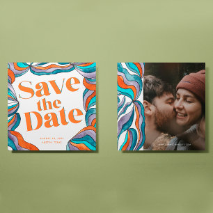 Einzigartiges, kühnes, Boho-grooviges, Retro-farbe Save The Date