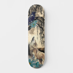 Einzigartiges Kunstdesign Majestic Raven Moon & Wo Skateboard
