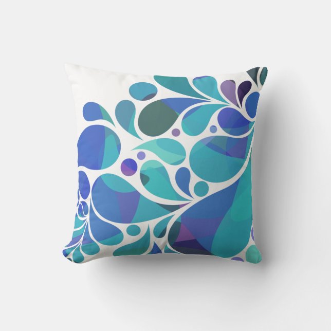 Einzigartiges Künstlerisches Aqua Blue, Lila Aquar Kissen (Vorderseite)