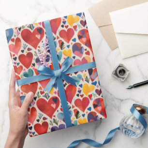 Einzigartiges künstlerisches Farb-Liebesherzen-Was Geschenkpapier