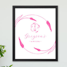 Einzigartiges, lebendiges rosa Hochzeitssymbol und Poster