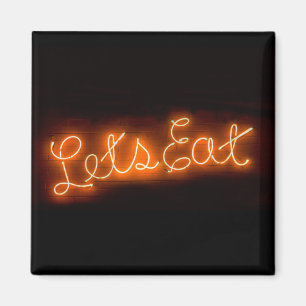 Einzigartiges Let's Eat Vintage-Neonschild in Oran Magnet