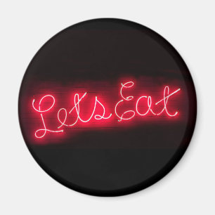 Einzigartiges Let's Eat Vintage-Neonschild in Rot Magnet