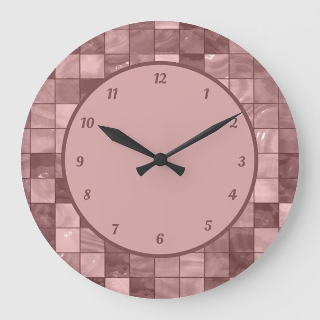 Einzigartiges Lila Fliesenmuster Große Wanduhr (Vorderseite)