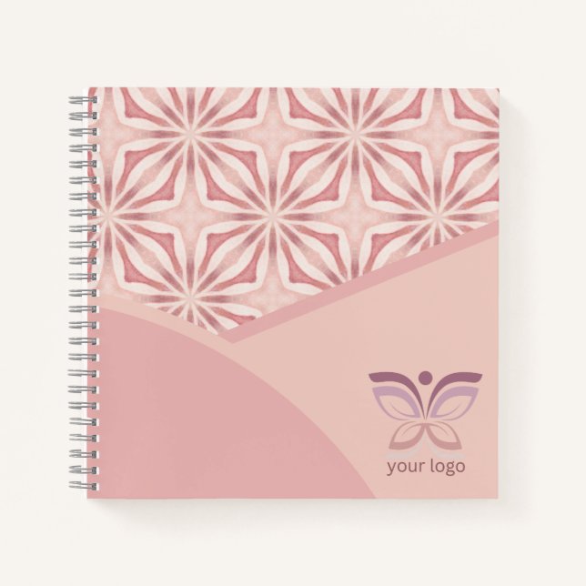 Einzigartiges Logo oder QR-Code rosa geometrisches Notizbuch (Vorderseite)
