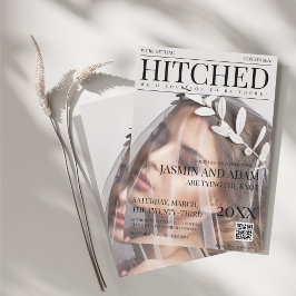 Einzigartiges Magazine Style Editorial Foto Hochze Einladung