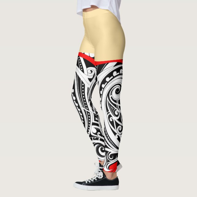 Einzigartiges Māori-Design RED Leggings (Links)
