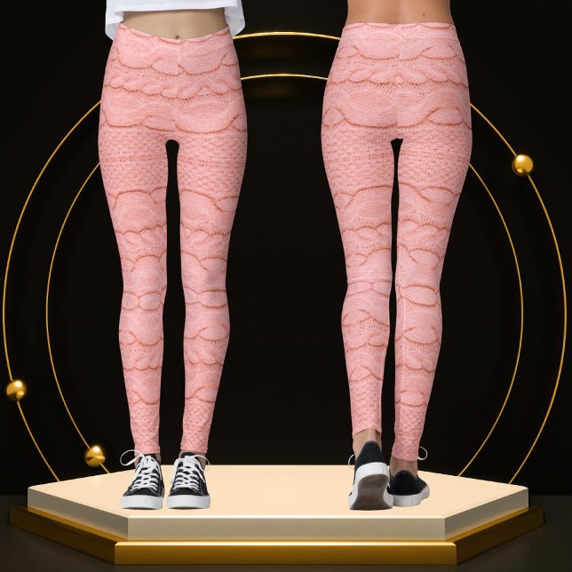 Einzigartiges, modernes Crochet Pastel Pink Stoff Leggings (Von Creator hochgeladen)