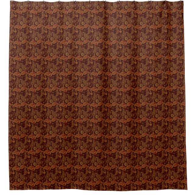 Einzigartiges modernes Gold- und Bronze-Paisley-Mu Duschvorhang (Vorderseite)