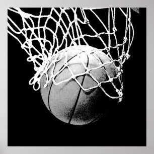 Einzigartiges, modernes Schwarz-weißes Basketball Poster