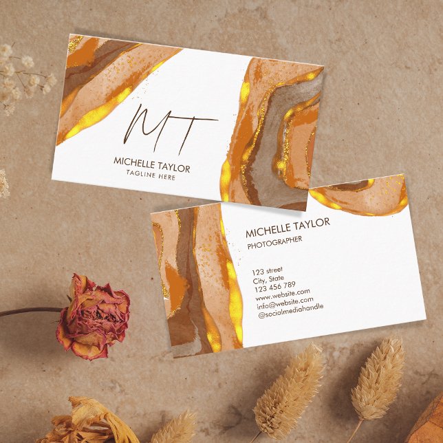 Einzigartiges Monogramm Abstrakt Boho Terracotta G Visitenkarte (Von Creator hochgeladen)