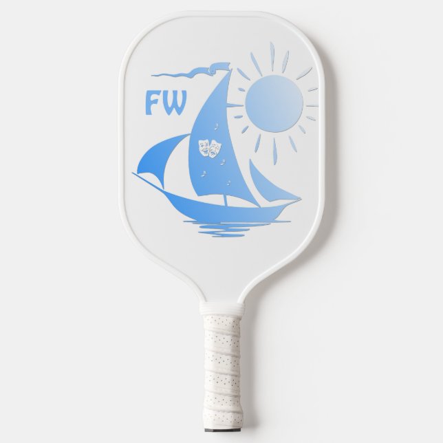 Einzigartiges Monogramm für das Whimsical Theater  Pickleball Schläger (Vorderseite)