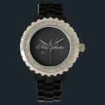 Einzigartiges Monogramm für Personalisierte Schwar Armbanduhr<br><div class="desc">Personalisiertes Einzigartiges Monogramm-Design für jeden.</div>