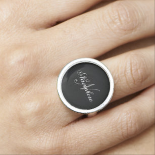 Einzigartiges Monogramm für Personalisierte Schwar Ring
