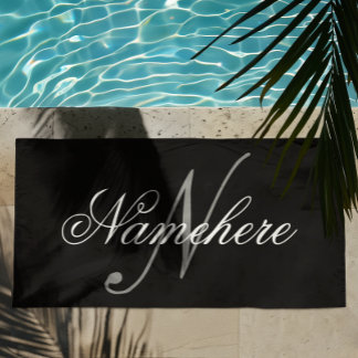 Einzigartiges Monogramm für Personalisierte Schwar Strandtuch