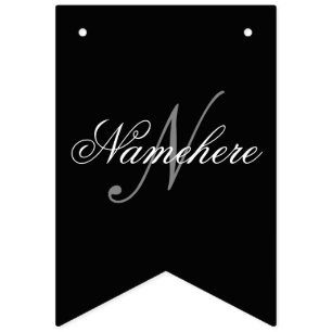 Einzigartiges Monogramm für Personalisierte Schwar Wimpelkette