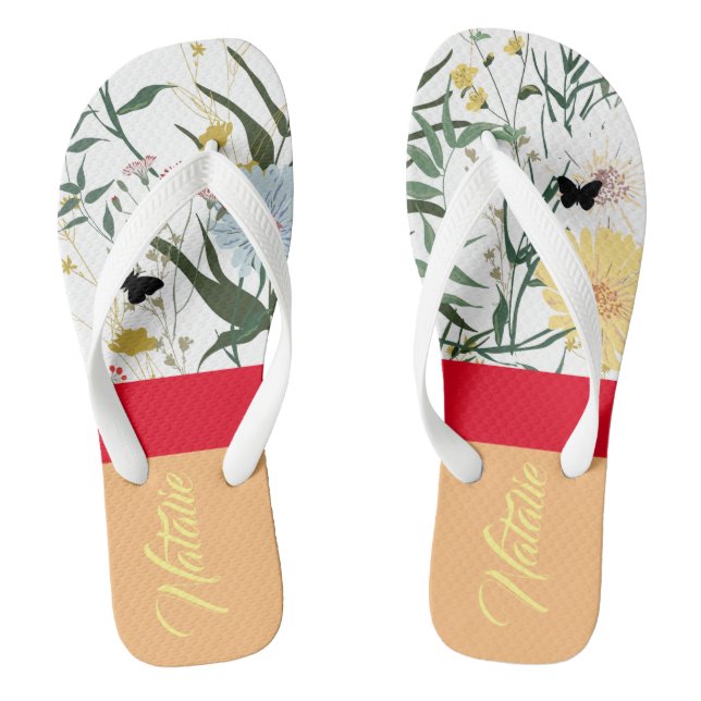 Einzigartiges Monogramm-Geschenk l Farbenfrohe bot Flip Flops (Fußbett)