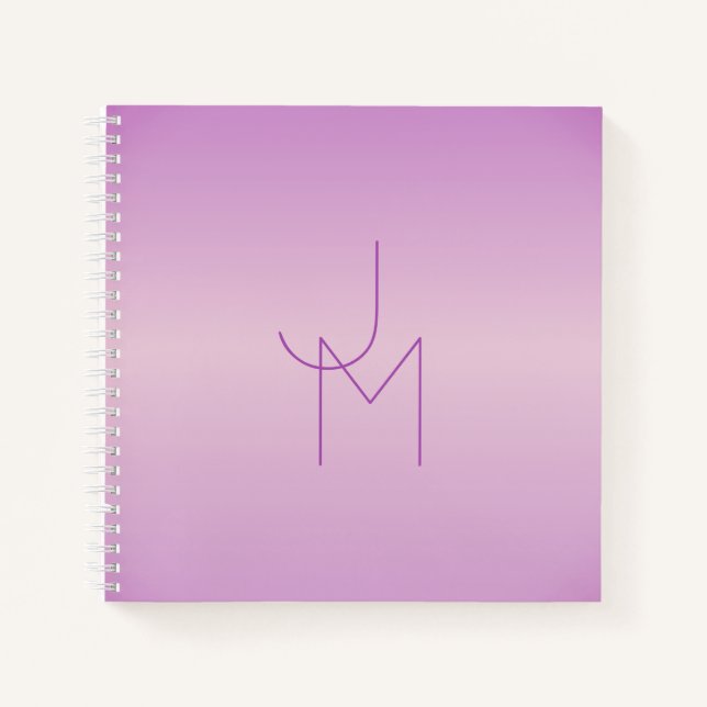 Einzigartiges Monogramm | Soft Lavendel Pink Notizbuch (Vorderseite)