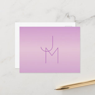 Einzigartiges Monogramm Soft Lavendel Pink Postkarte