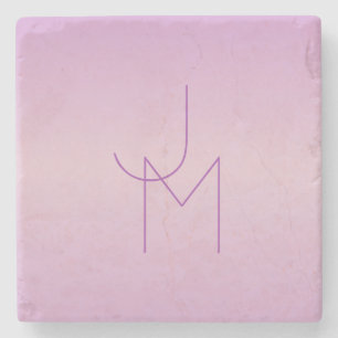 Einzigartiges Monogramm   Soft Lavendel Pink Steinuntersetzer