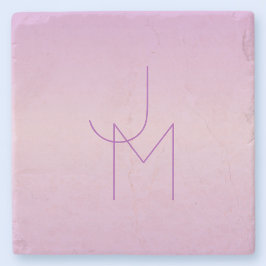 Einzigartiges Monogramm | Soft Lavendel Pink Steinuntersetzer