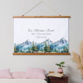 Einzigartiges Mountain Alternative Wedding Guest B Wandteppich Mit Holzrahmen