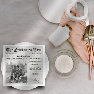 Einzigartiges Newspaper Fun Facts Foto Wedding Nap Serviette