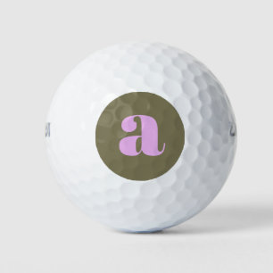 Einzigartiges Olive und Lilac Bold Retro Monogramm Golfball