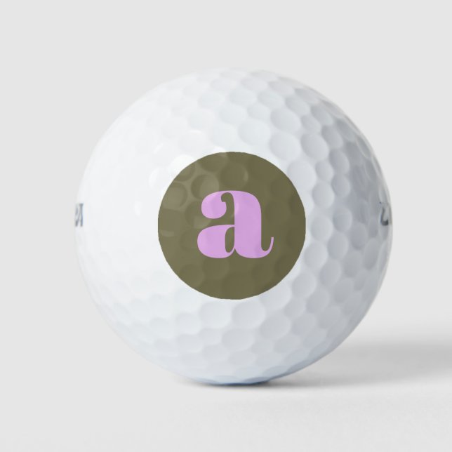 Einzigartiges Olive und Lilac Bold Retro Monogramm Golfball (Vorderseite)