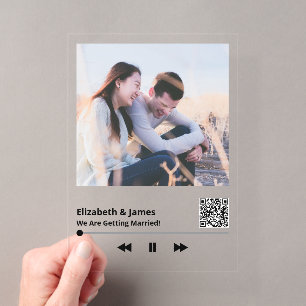 Einzigartiges Paar-Foto-Musik-Schild QR-Code-Hochz Acryleinladungen