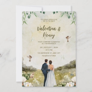 Einzigartiges Paar Illustration Hochzeit Einladung