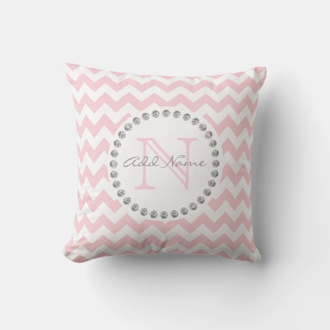 Einzigartiges Personalisiertes Baby Pink Zickzack  Kissen (Vorderseite)