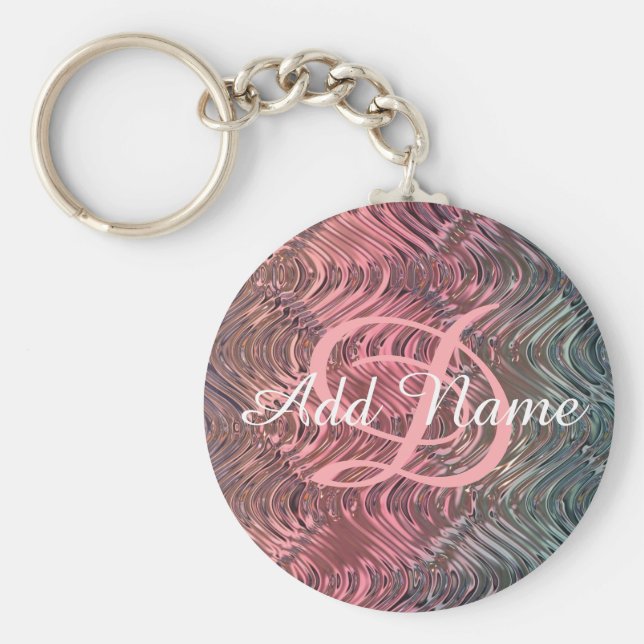 EINZIGARTIGES Personalisiertes Mit Monogramm-rosa  Schlüsselanhänger (Vorne)