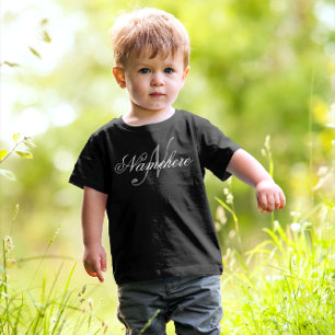 Einzigartiges Personalisiertes Schwarz-Weiß-Namens Kleinkind T-shirt