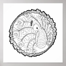 Einzigartiges Pfauenkunst-Farbplakat Poster