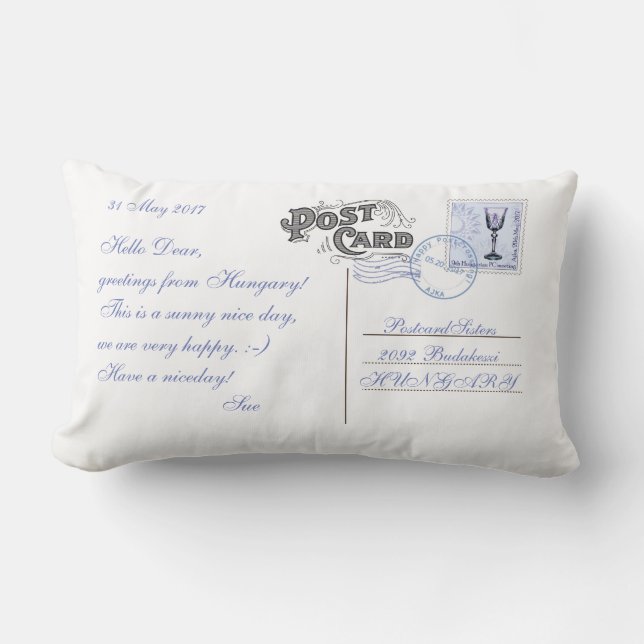 Einzigartiges Postkarten-Kissen Lendenkissen (Vorderseite)