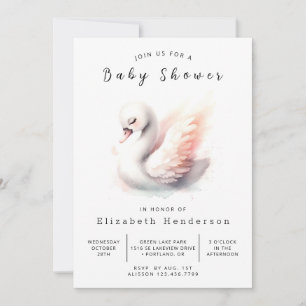 Einzigartiges Printable Swan Baby Dusche Einladung