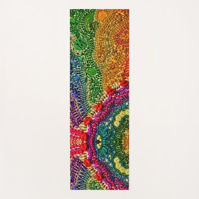 Einzigartiges Rainbow Mardi Gras perlen art YOGA M Yogamatte (Vorderseite)