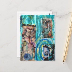 Einzigartiges Retro-Pferd, Esel und eine Puppe Mix Postkarte